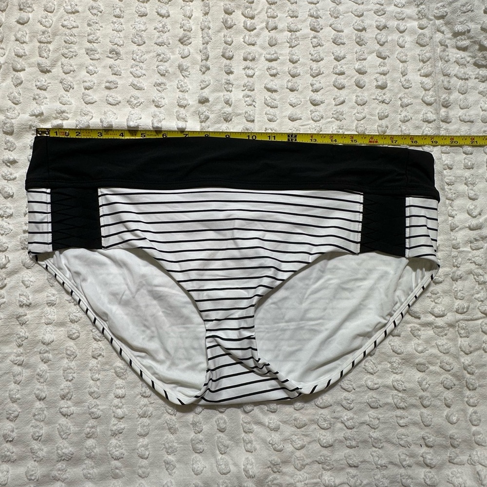 CALIA by Carrie Underwood Black and White Striped Bikini Bottom